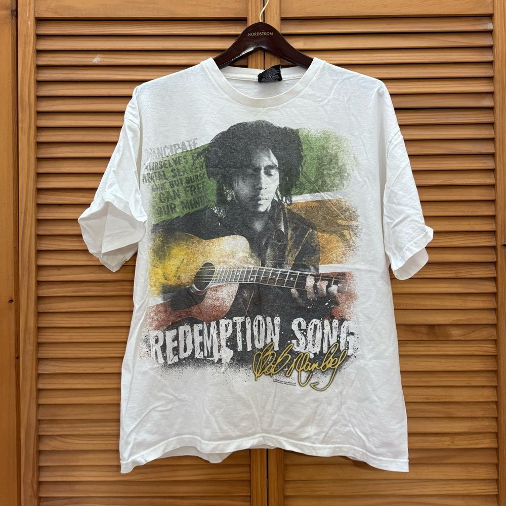 Zion Rootswear White Graphic Tee with Bob Marley Design